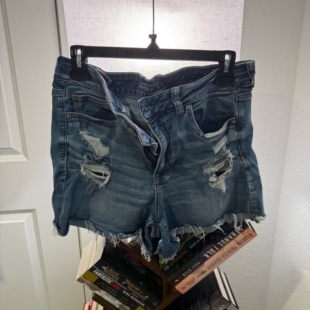 American Eagle Outfitters Distressed Dark Wash Jean Shorts